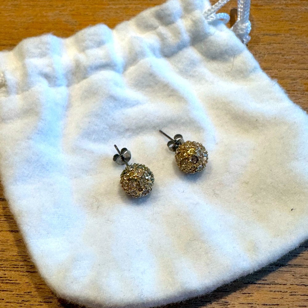 Ann Taylor Pave Crystal Cabochon Stud Earrings